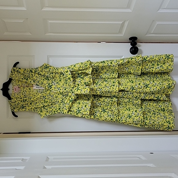 Banjanan Eliza Dress Audrey Sprig Aurora Cotton Poplin Midi - Picture 5 of 10